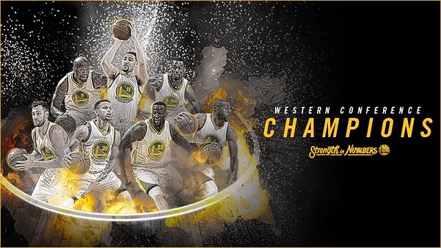 '2년 연속 파이널!' 골든스테이트 워리어스가 31일 열린 2015~2016 NBA 플레이오프 서부 콘퍼런스 파이널 7차전(7전 4선승제) 오클라호마 시티 선더와 홈 경기에서 96-88으로 이겼다. / 골든스테이트 트위터 캡처