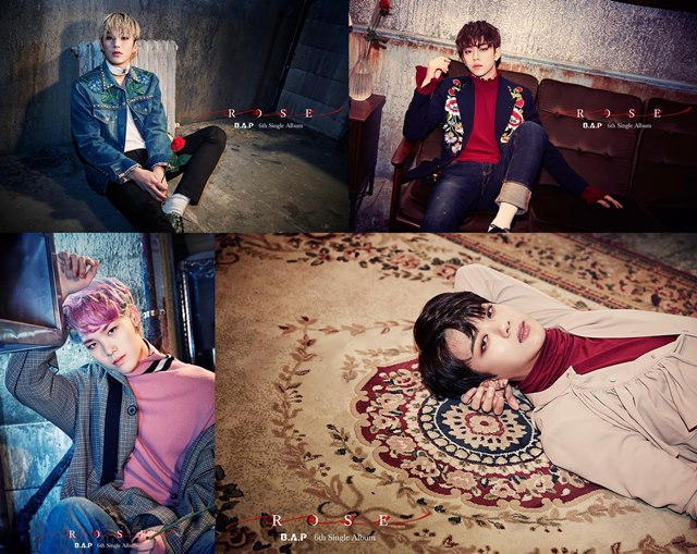 그룹 B.A.P 멤버 종업-대현-영재-젤로(맨위 왼쪽부터 시계방향). 그룹 B.A.P는 다음 달 7일 여섯 번째 싱글 '로즈'를 발표한다. /TS엔터테인먼트