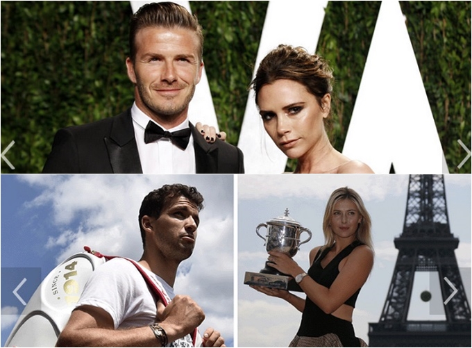 '유로스포트'가 스포츠계에서 가장 영향력 있는 커플을 선정한 가운데 베컴(위), 샤라포바 커플이 이름을 올렸다. / 유로스포트 캡처 