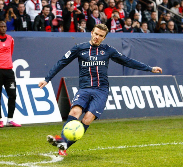 명백한 오심! 데이비드 베컴은 지난 2013년 에비앙 TG전에서 억울하게 그라운드를 떠났다. / 베컴 페이스북 캡처