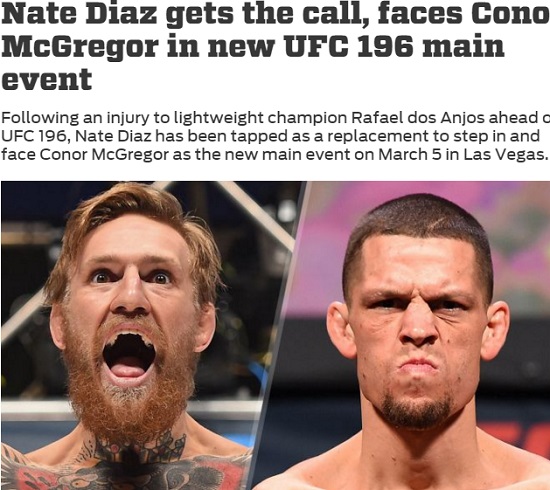 '맥그리거 vs 디아즈' 도스 안요스가 갑작스럽게 부상을 당한 가운데 디아즈가 맥그리거와 맞붙게 됐다. / 폭스스포츠 캡처