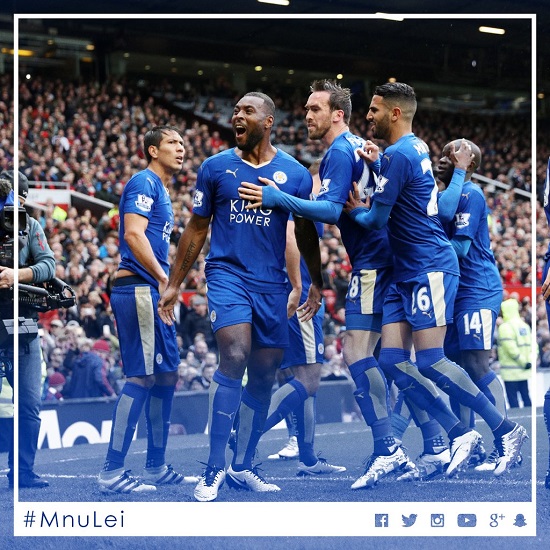 '레스터 1-1 맨유!' 레스터 시티가 1일 열린 맨체스터 유나이티드와 원정 경기에서 1-1로 비기며 우승 확정을 다음으로 미뤘다. / 레스터 트위터 캡처