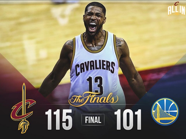 클리블랜드 대승! 클리블랜드가 17일 퀵큰 론즈 아레나에서 열린 2015~2016 NBA 파이널 6차전 클리블랜드와 홈 경기에서 115-101로 승리했다. / 클리블랜드 캐벌리어스 페이스북 캡처