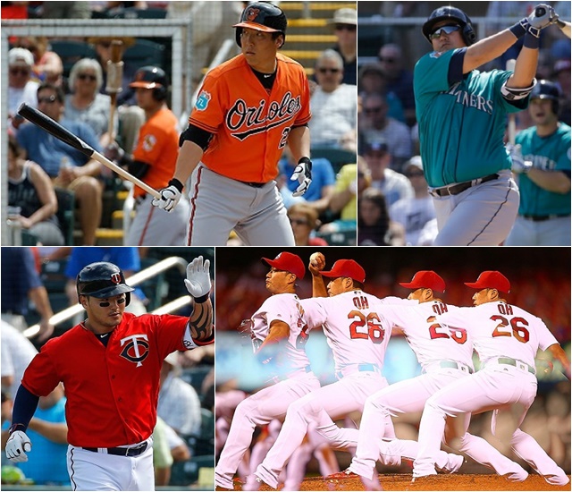 '김현수-오승환' 올 시즌을 앞두고 나란히 메이저리그에 진출한 김현수와 오승환이 23일 현재 메이저리그 신인 타율과 평균자책점 1위를 달리고 있다. / 볼티모어 오리올스, 시애틀 매리너스, 미네소타 트윈스, 세인트루이스 카디널스 트위터 캡처