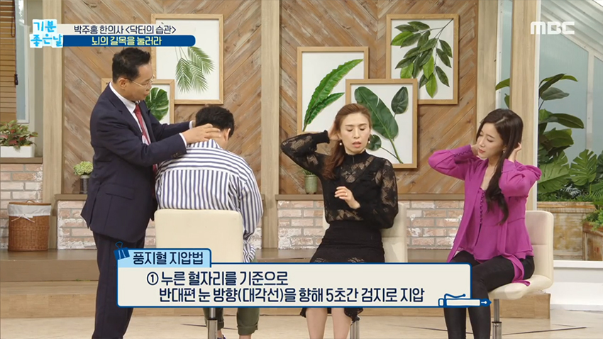 뇌혈관이 지나가는 '풍부혈','풍지혈' 두 개의 길목을 눌러라!