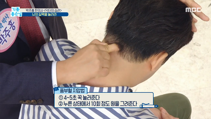 뇌혈관이 지나가는 '풍부혈','풍지혈' 두 개의 길목을 눌러라!