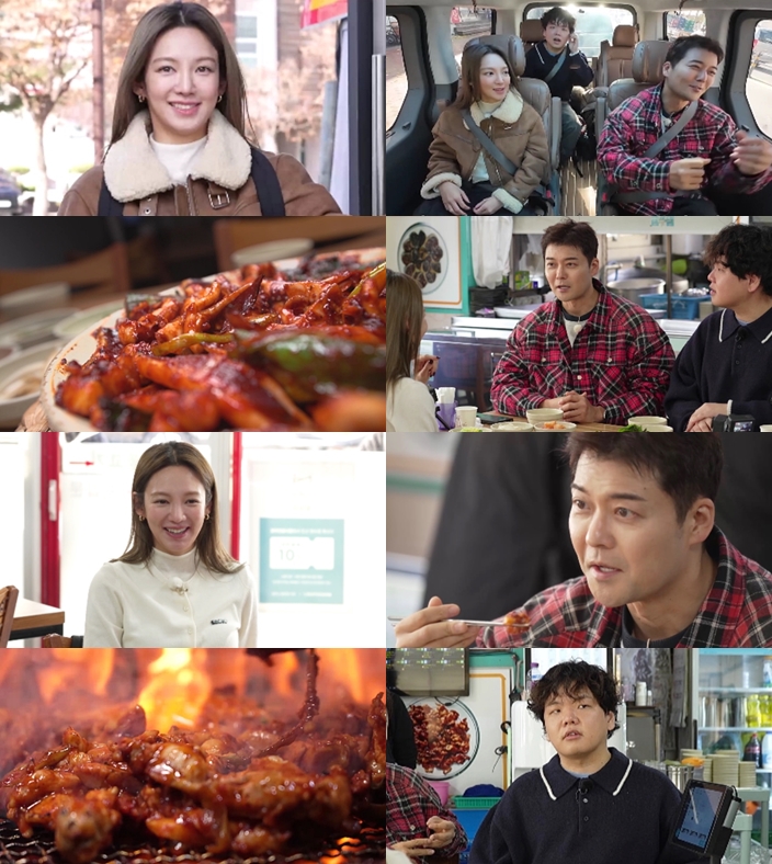 Hyoyeon, Jeon Hyunmoo, and Kwak Tube enjoying food