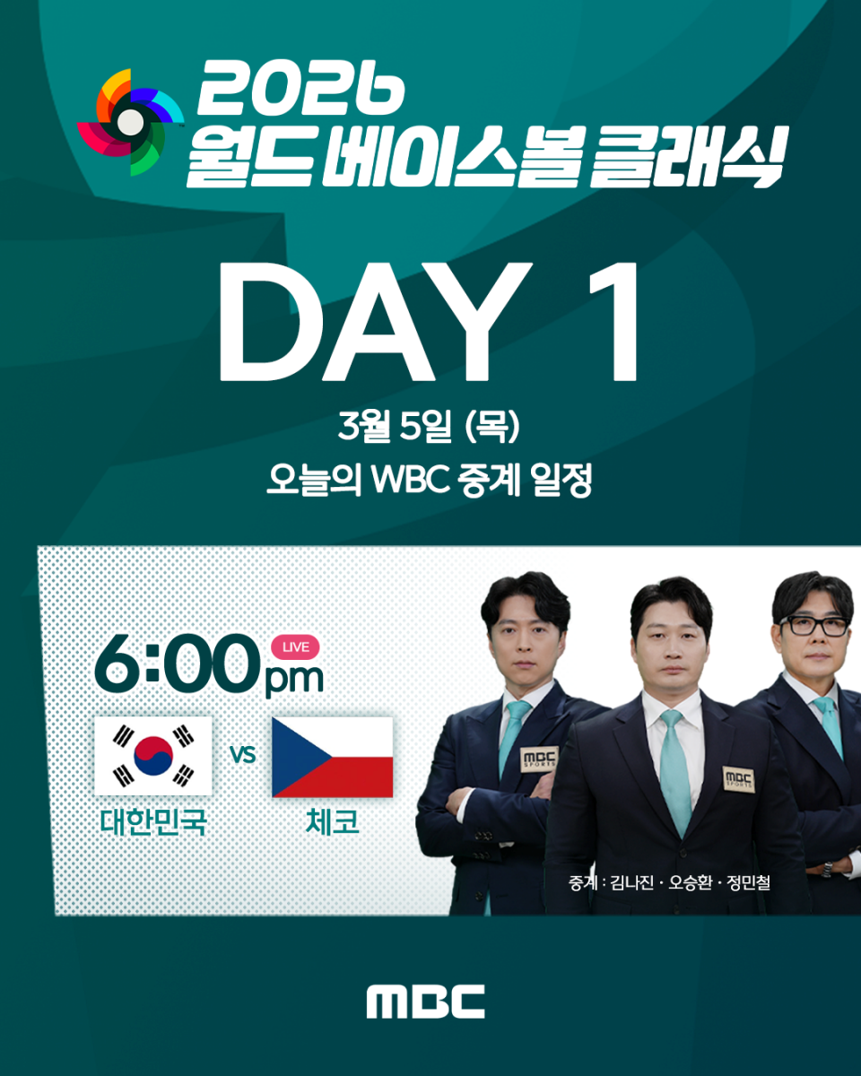 WBC 8강 진출 향한 첫 관문…MBC, 오늘(5일) 체코전 생중계